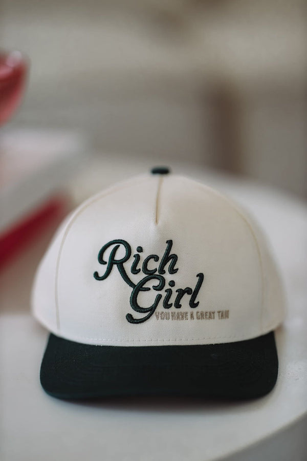 Rich Girl Great Tan Two Toned Snapback Hat - Beige and Green-HAZEL & OLIVE-