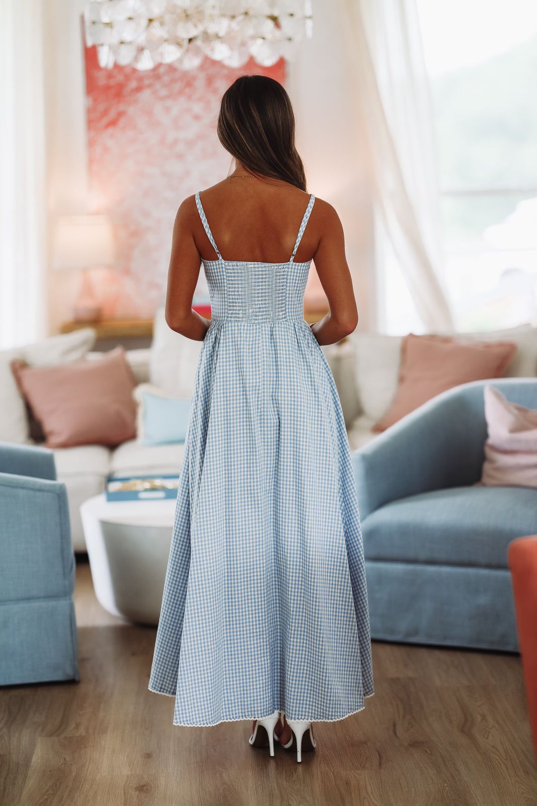 Romantic Picnic Maxi Dress - Blue and White-HAZEL & OLIVE SM/D20928A-Small-