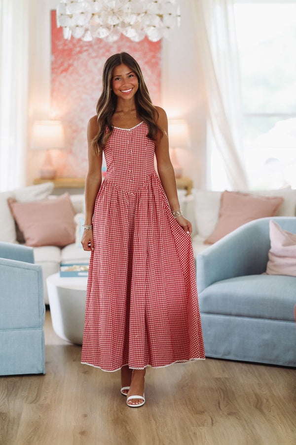 Romantic Picnic Maxi Dress - Red and White-HAZEL & OLIVE SM/D20928A-Small-