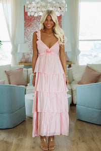 Rosette Maxi Dress - Pink-HAZEL & OLIVE ID39748/01-Small-