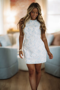 Hazel & Olive S2411D Memories Mini Dress - Light Blue and White