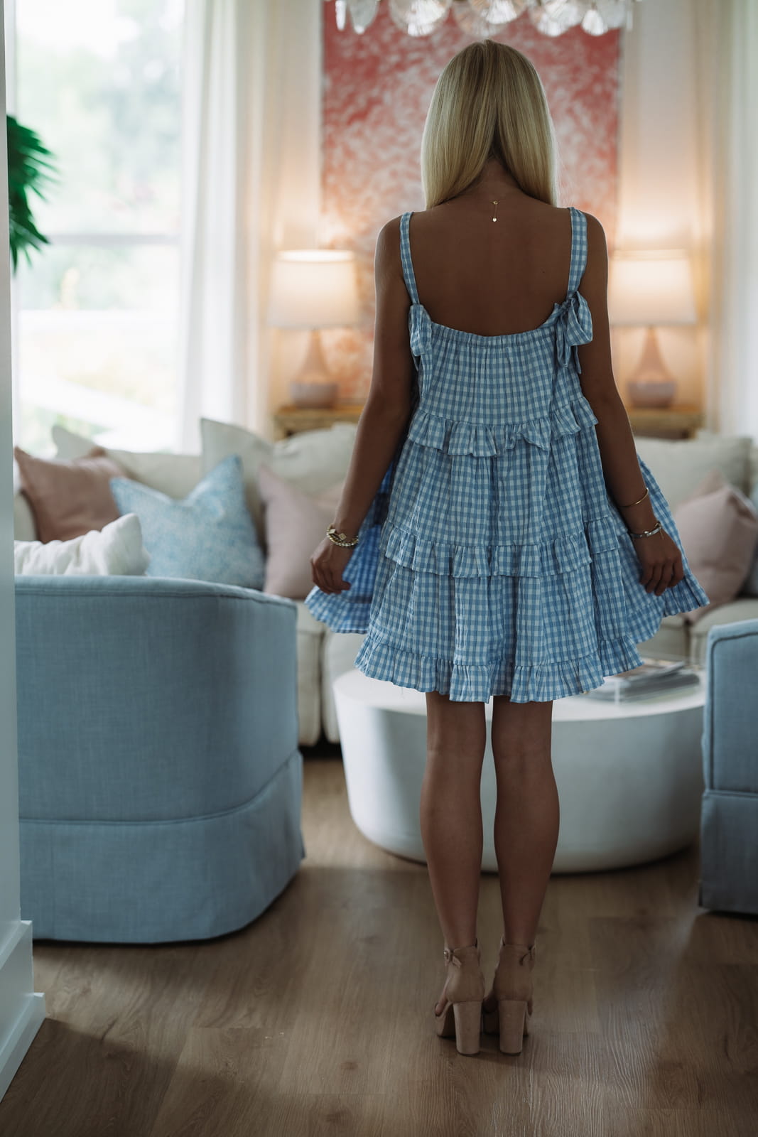Hazel & Olive S2531D/1 Julia Babydoll Mini Dress - Blue and White