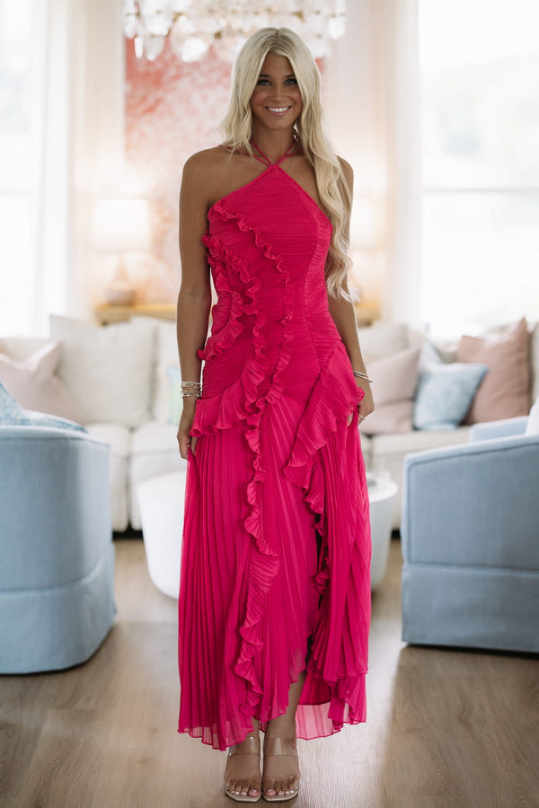 Hazel & Olive S2678D The Way You Move Midi Dress - Fuchsia