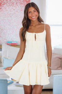 Sadie Mini Dress - Yellow and White-HAZEL & OLIVE SM/D20859B-Small-