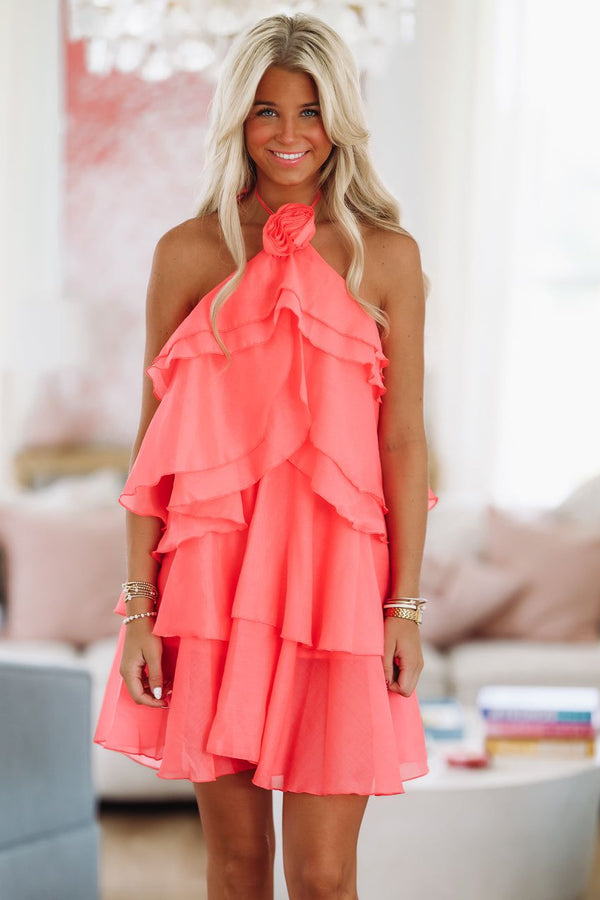 Ethereal Mini Dress - Coral-Hazel & Olive SDUH/D1257-Small-