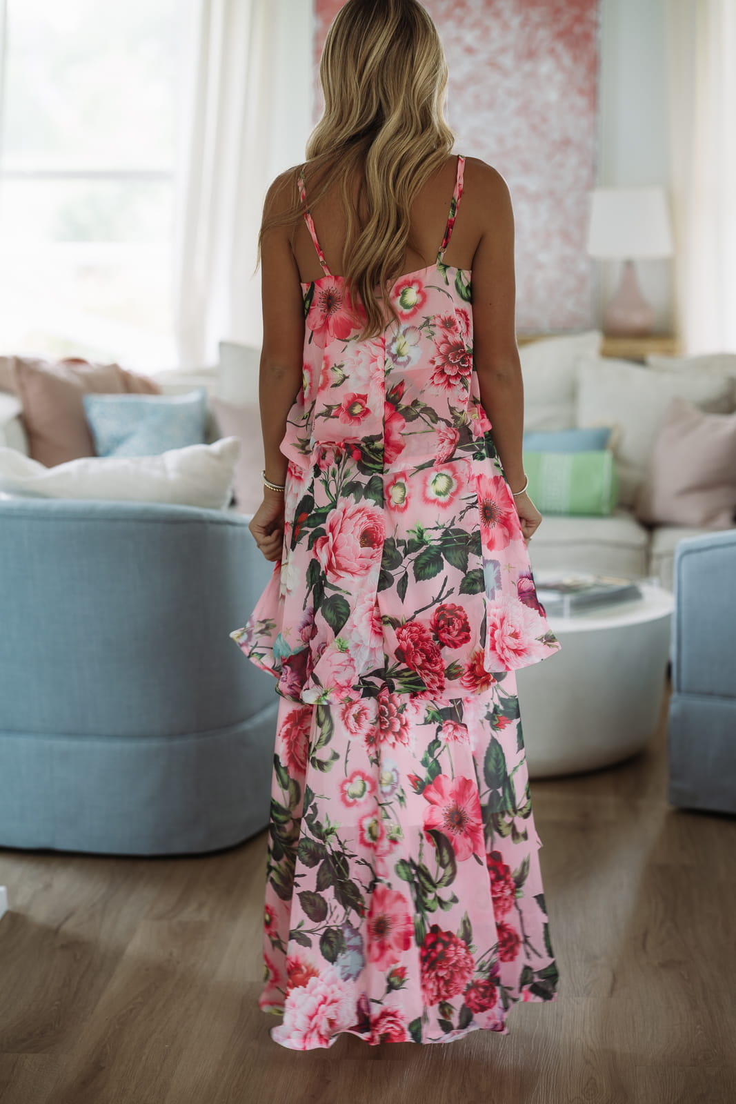 Hazel & Olive SDUH/D2521 Delicate Blooms Maxi Dress - Pink