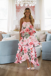 Hazel & Olive SDUH/D2521 Delicate Blooms Maxi Dress - Pink