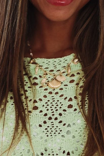 Seashell Charm Necklace - Gold-HAZEL & OLIVE-