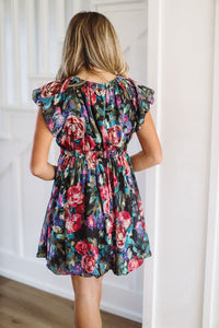 Secret Garden Mini Dress - Purple, Green and Blue-HAZEL & OLIVE-XSmall-