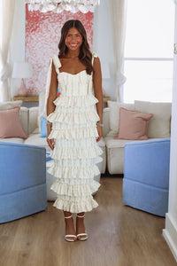 She's Stunning Floral Midi Dress - Light Yellow-HAZEL & OLIVE MD4552B-Small-