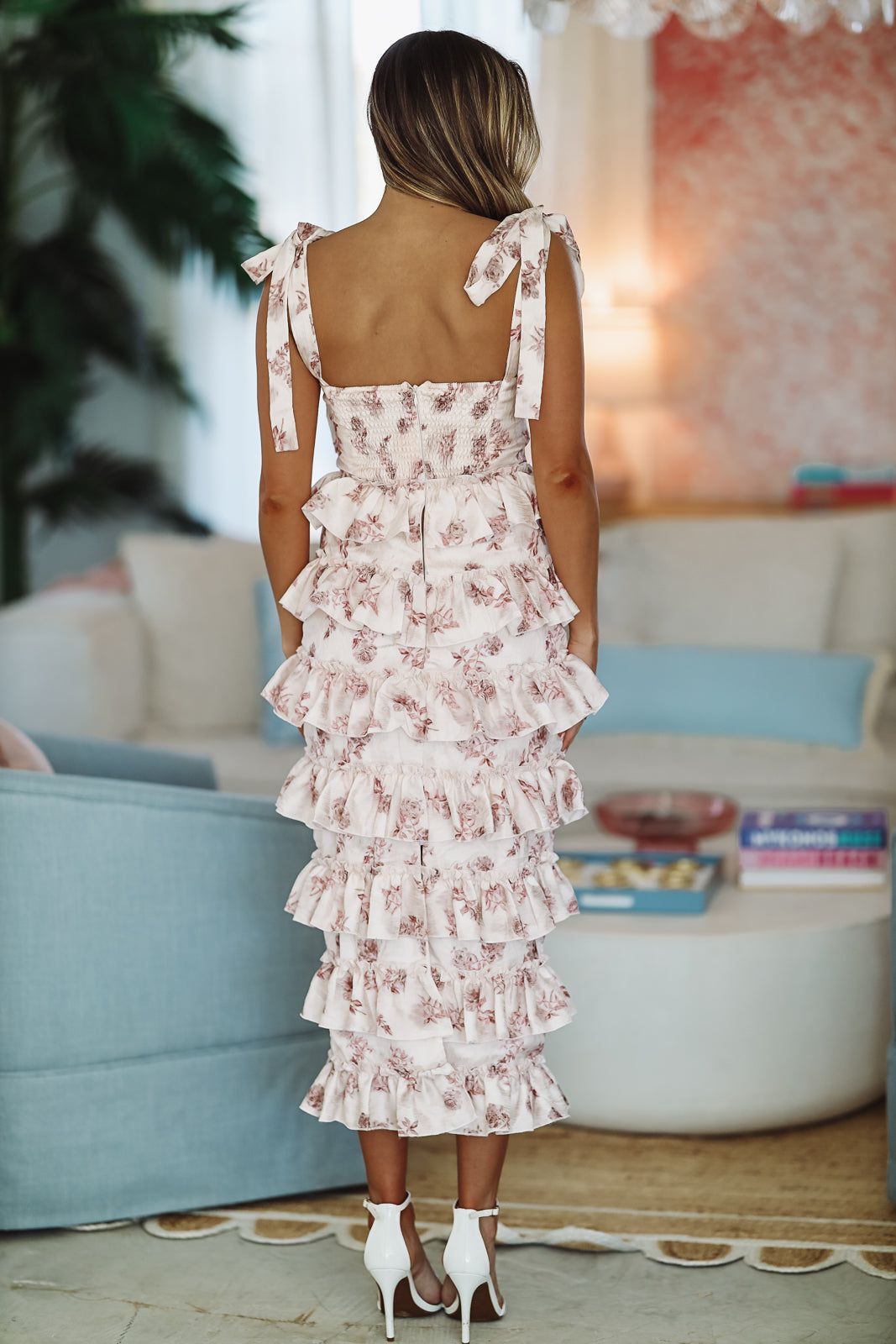 She's Stunning Floral Midi Dress - Rose-HAZEL & OLIVE-Small-