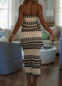 Hazel & Olive SI4742FO Your Yacht or Mine Maxi Skirt - Cream and Black