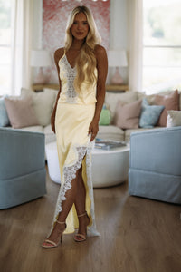 Hazel & Olive SI4823FO Caught Up To You Maxi Skirt - Yellow