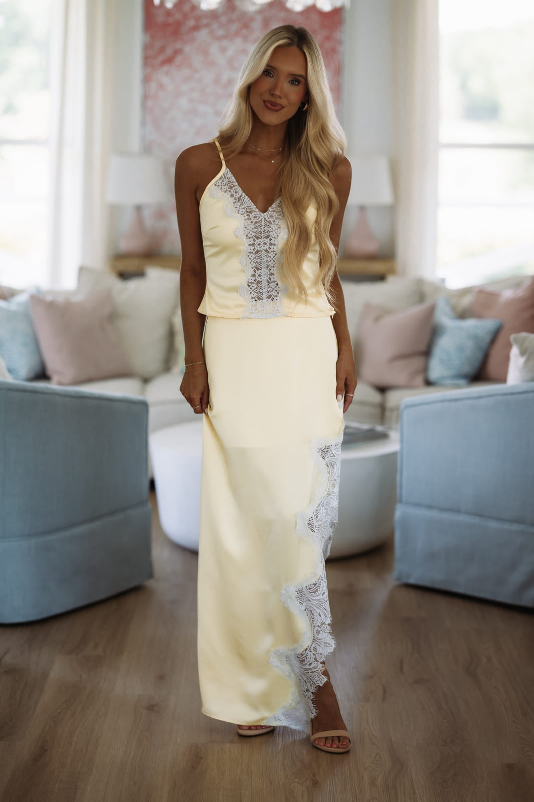 Hazel & Olive SI4823FO Caught Up To You Maxi Skirt - Yellow