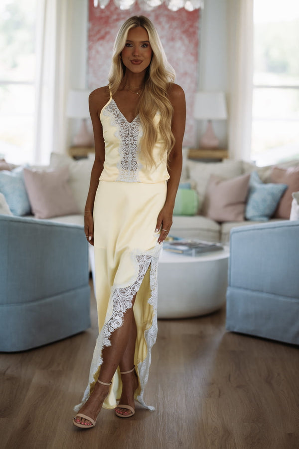 Hazel & Olive SI4823FO Caught Up To You Maxi Skirt - Yellow