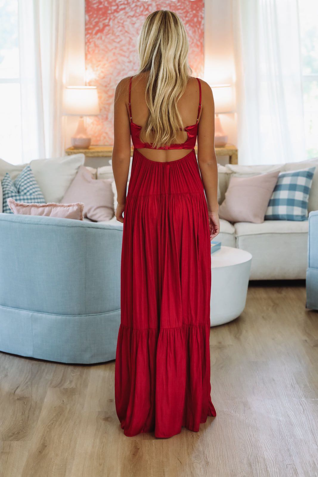 HAZEL & OLIVE SM/D20427A Caviar Dreams Maxi Dress - Maroon