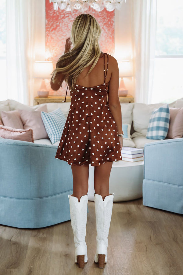Interlude Mini Dress - Brown and White-Hazel & Olive SM/D20796A-Small-