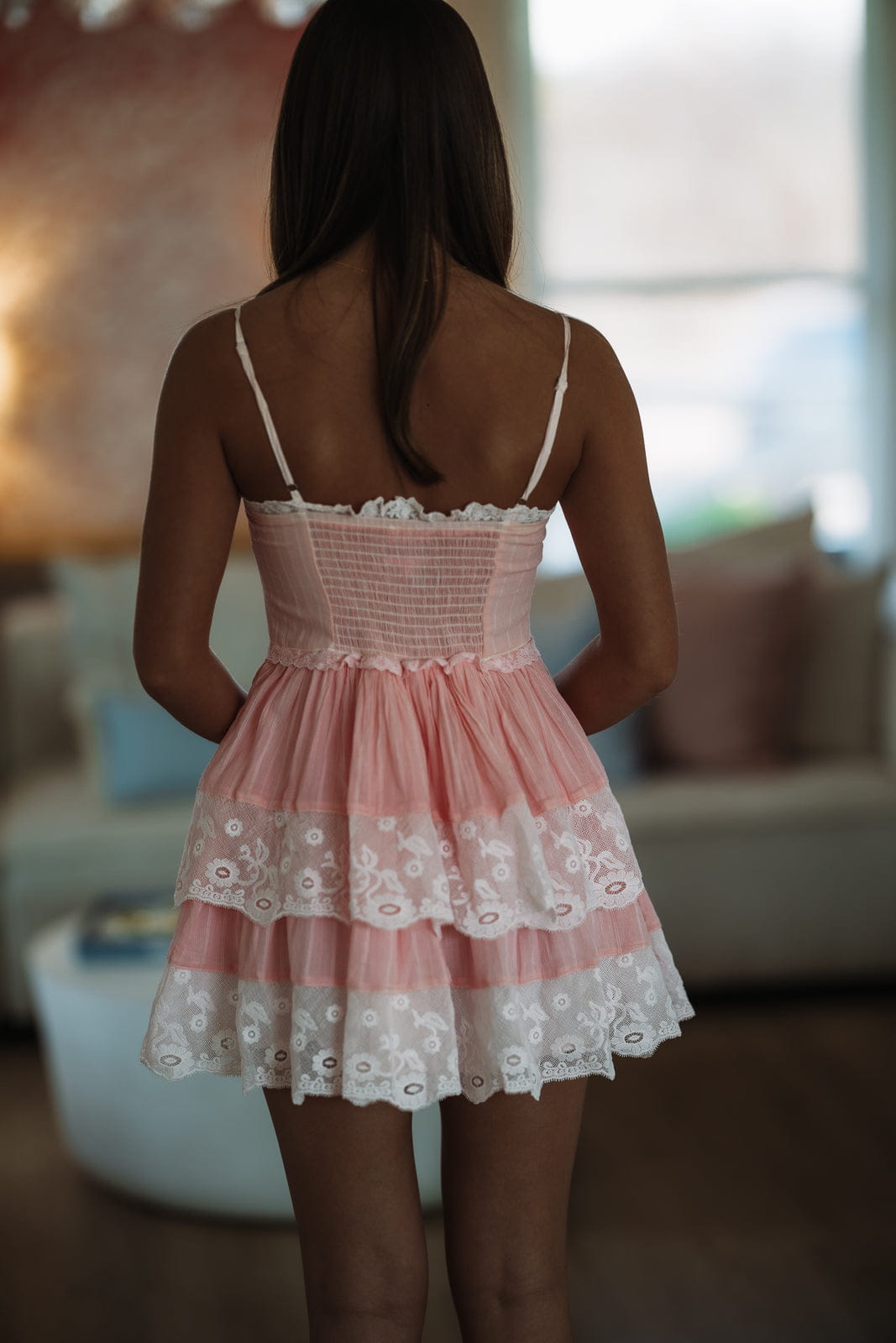 HAZEL & OLIVE SM/D20835A Lovely Impressions Mini Dress - Pink