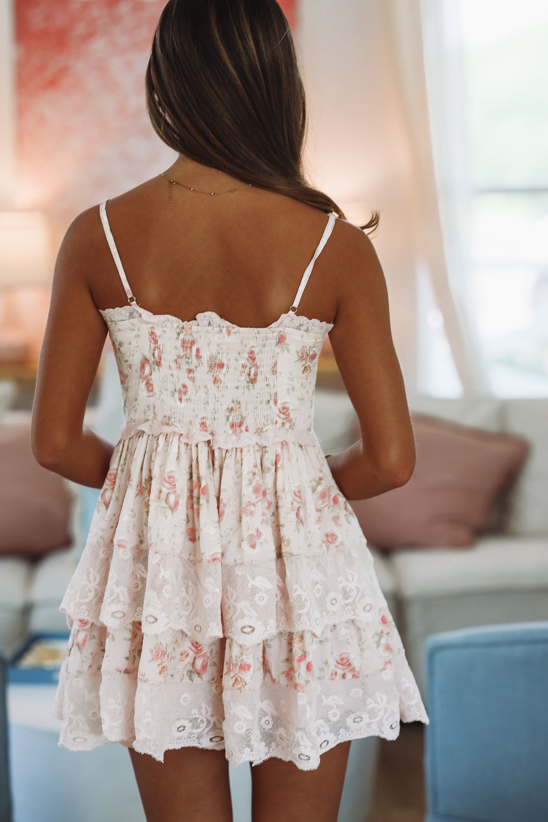 Lovely Floral Impressions Mini Dress - Pink-HAZEL & OLIVE SM/D20835B-Small-
