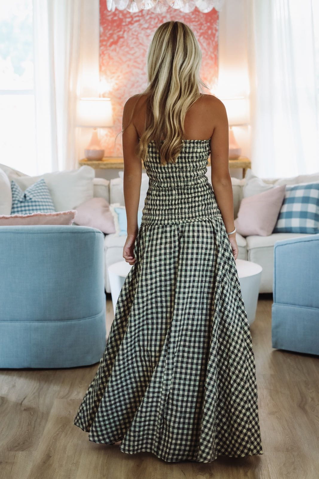 Hazel & Olive SM/D20856I Check Yes Maxi Dress - Black and Taupe