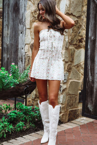 Hazel & Olive SM/D20931A Waiting for You Mini Dress - Cream, Yellow And Green