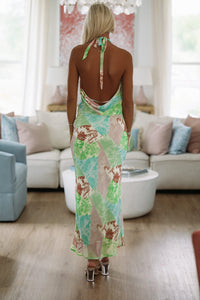 Hazel & Olive SM/D20933C Showtime Maxi Dress - Green and Pink