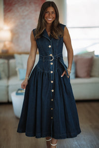 Hazel & Olive SM/D21093A Tennessee Sunsets Maxi Dress - Dark Denim