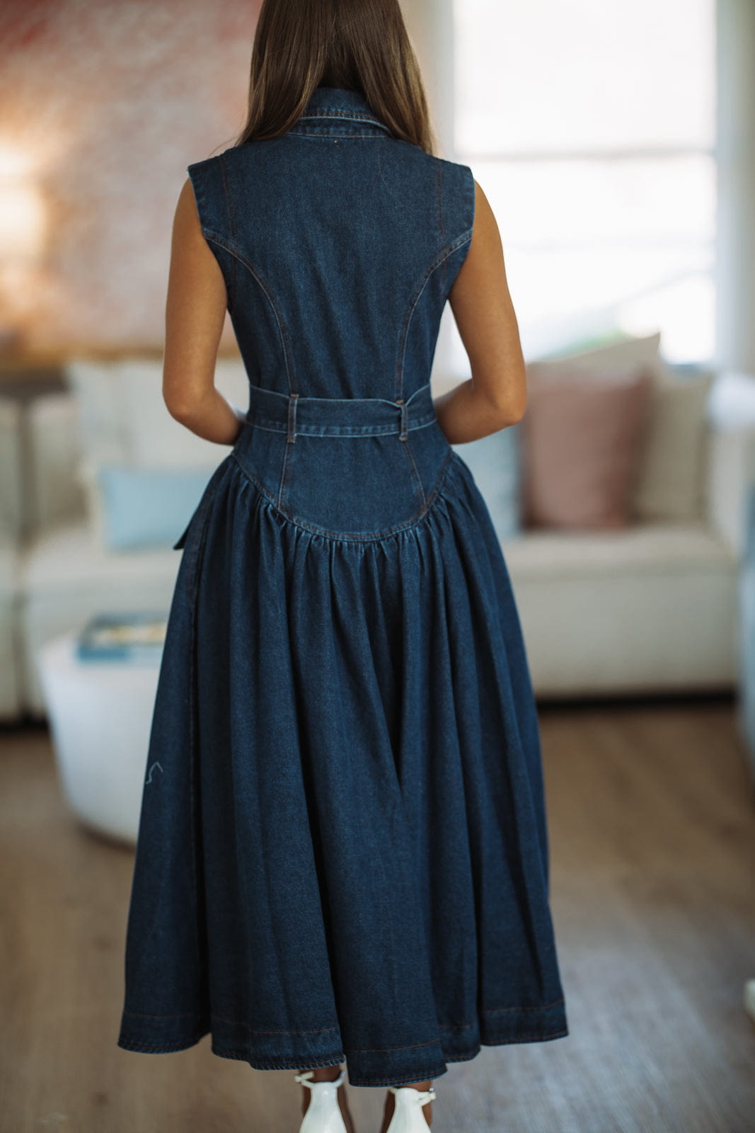 Hazel & Olive SM/D21093A Tennessee Sunsets Maxi Dress - Dark Denim