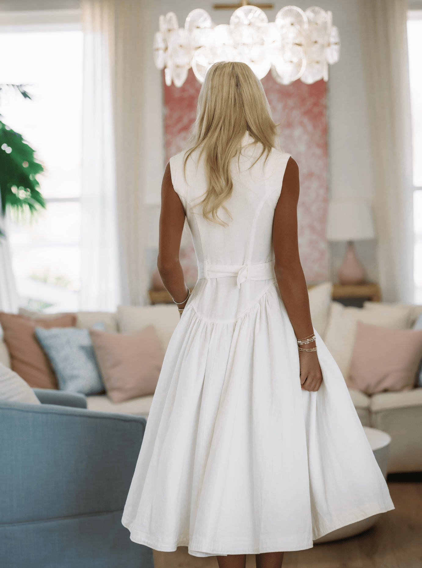 Hazel & Olive SM/D21093B Tennessee Sunsets Maxi Dress - White Denim