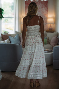 Hazel & Olive SM/D21099E Romance Edit Floral Midi Dress - Pink and White