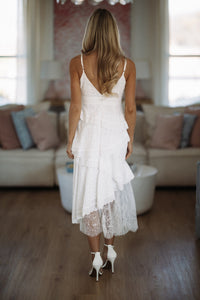 Hazel & Olive SM/D21113A The Coastal Lace Eyelet Midi Dress - White