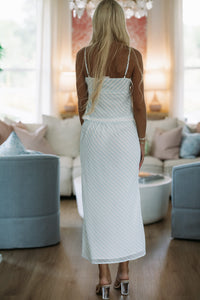 Hazel & Olive SM/SET90080A Unwritten Chapter Top and Maxi Skirt Set - Light Blue and Off White