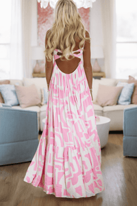HAZEL & OLIVE SMHO/D20427W Caviar Dreams Print Maxi Dress - Pink and White