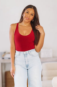 Snatched Tank Bodysuit - Burgundy-HAZEL & OLIVE-Small-