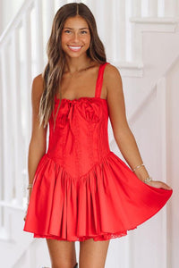 Sparks Fly Mini Dress - Red-HAZEL & OLIVE-Small-