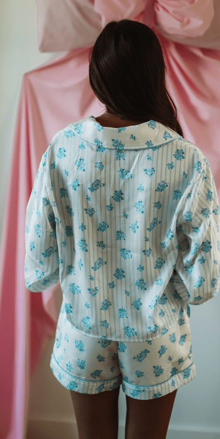 Spectacular Sleeping Pajama Set - Light Blue and White-HAZEL & OLIVE IPT39455/05-Small-