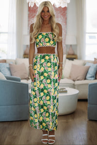 Hazel & Olive ST4068D11/S Barefoot Grove Maxi Skirt - Lemon Yellow and Green