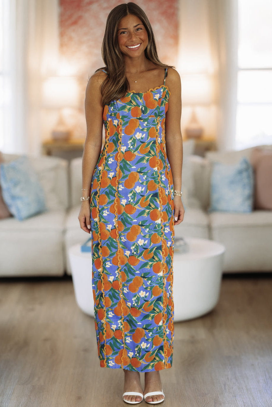 Hazel & Olive ST4068D16 Amalfi Grove Maxi Dress - Orange