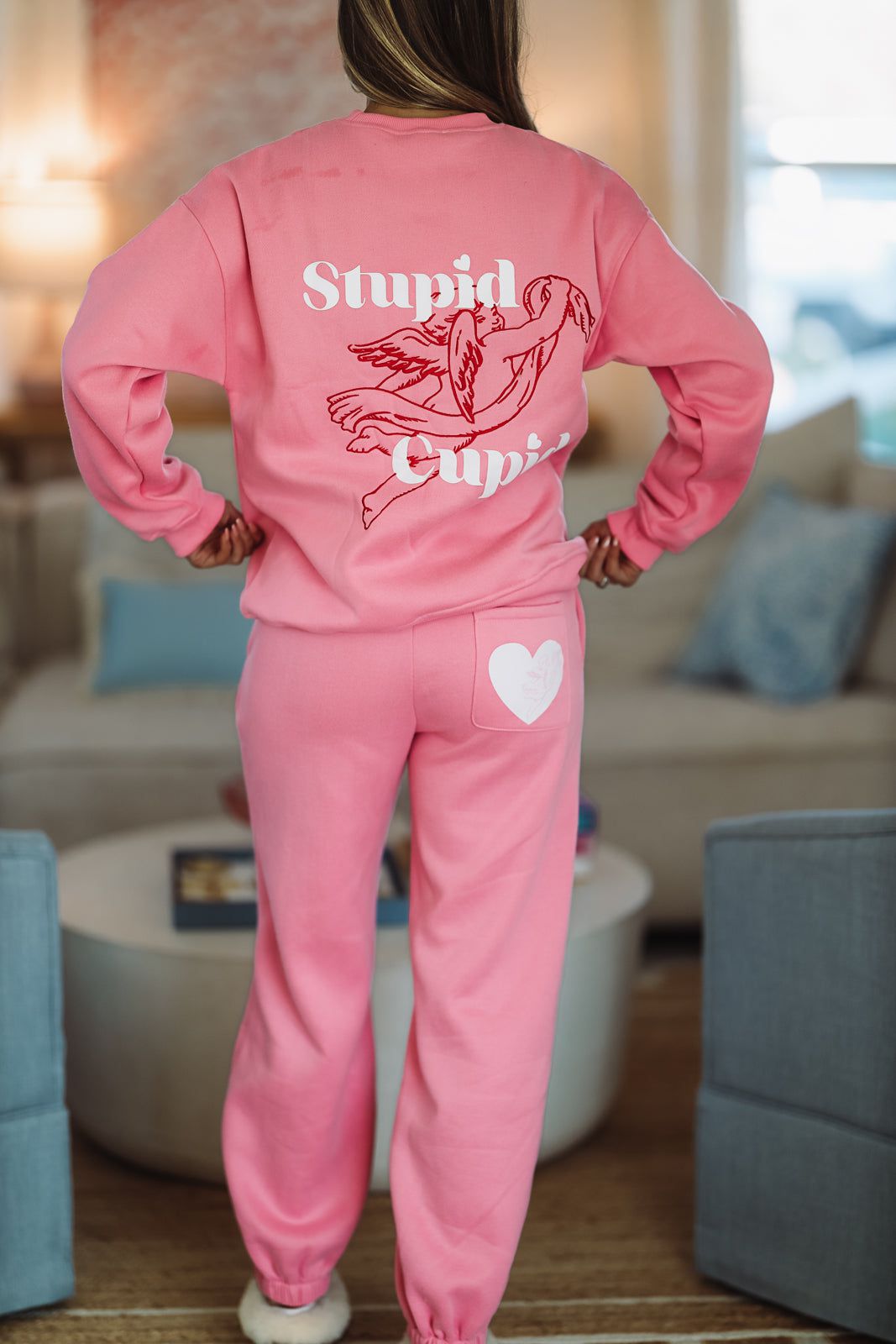 Stupid Cupid Sweatpants - Pink-HAZEL & OLIVE-Small-