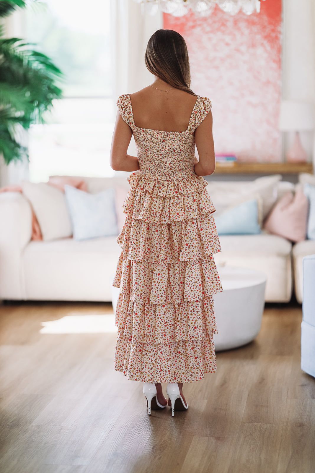 Summer Skies Floral Maxi - Ivory and Orange-HAZEL & OLIVE-Small-