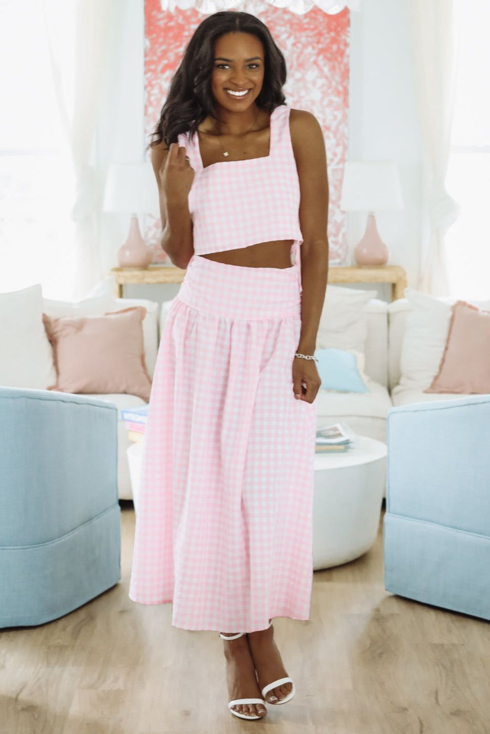 Summer Solstice Tank and Midi Skirt Set - Pink-HAZEL & OLIVE MST8258A-Small-