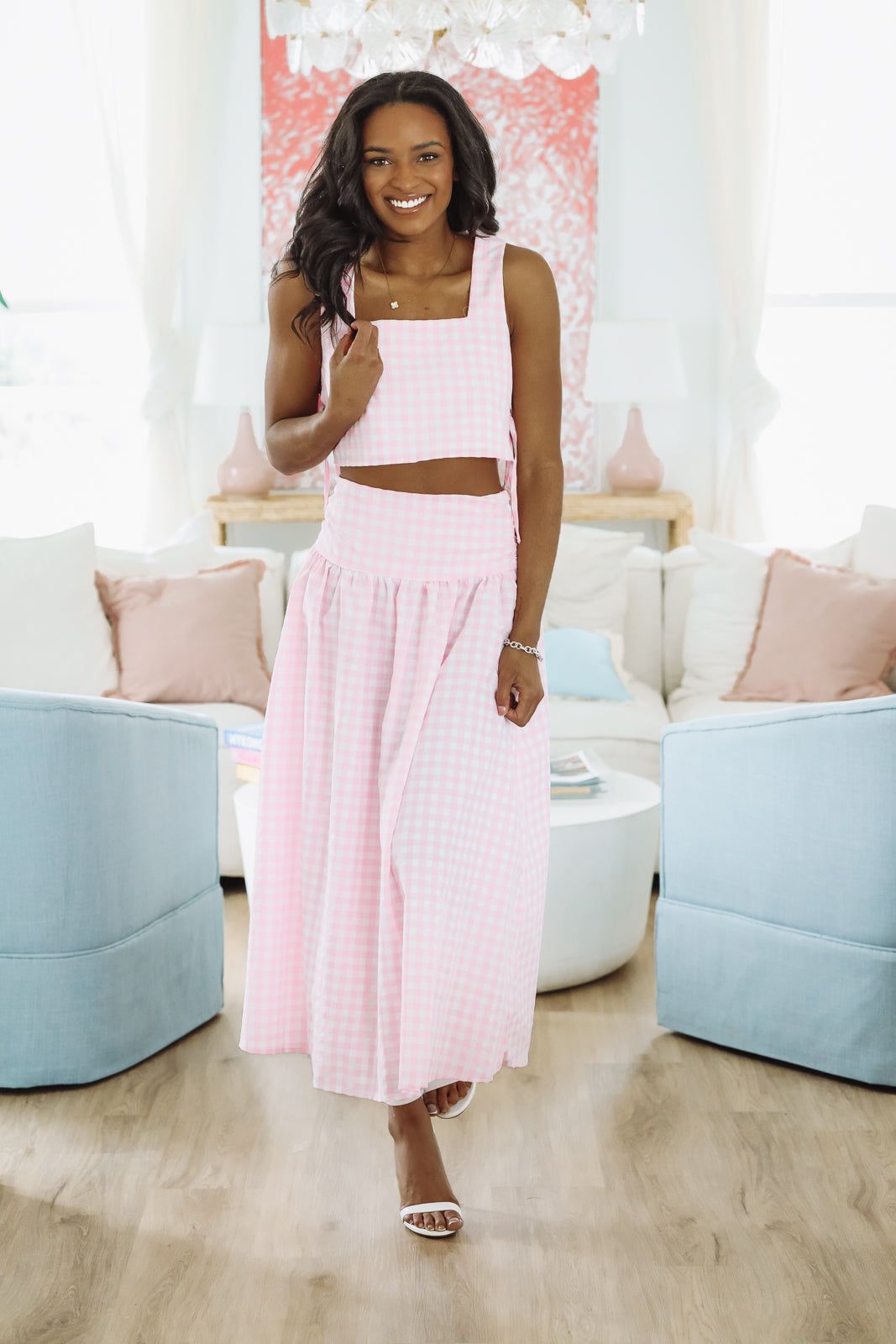 Summer Solstice Tank and Midi Skirt Set - Pink-HAZEL & OLIVE MST8258A-Small-
