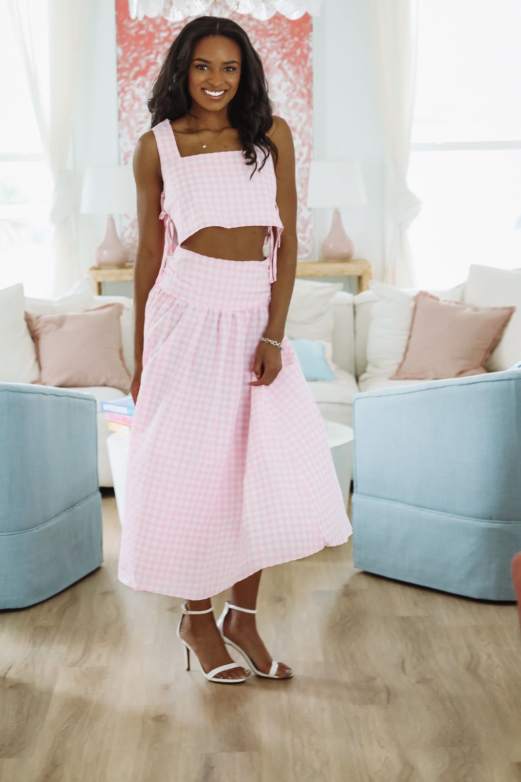 Summer Solstice Tank and Midi Skirt Set - Pink-HAZEL & OLIVE MST8258A-Small-