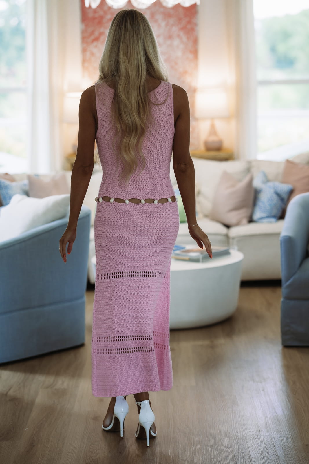 Hazel & Olive SWD3638 Riviera Daydream Midi Dress - Pink