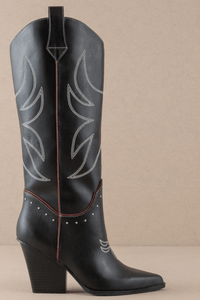 Take Me Downtown Western Cowboy Boots - Black and Red-HAZEL & OLIVE-6-