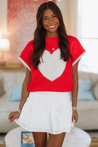 Take My Heart Crop Sweater - Red-HAZEL & OLIVE-Small-