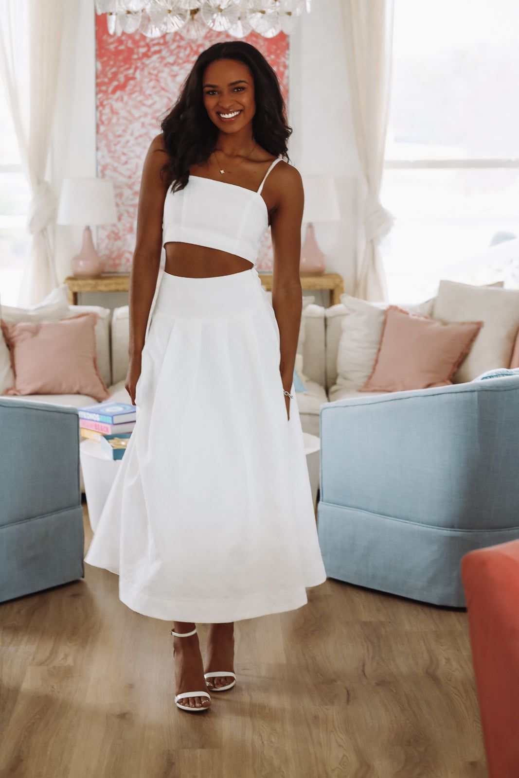 The Keeper Crop Top and Midi Skirt Set - White-HAZEL & OLIVE MST8218-Small-