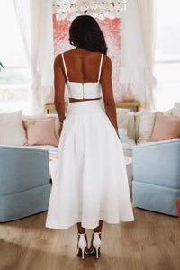 The Keeper Crop Top and Midi Skirt Set - White-HAZEL & OLIVE MST8218-Small-