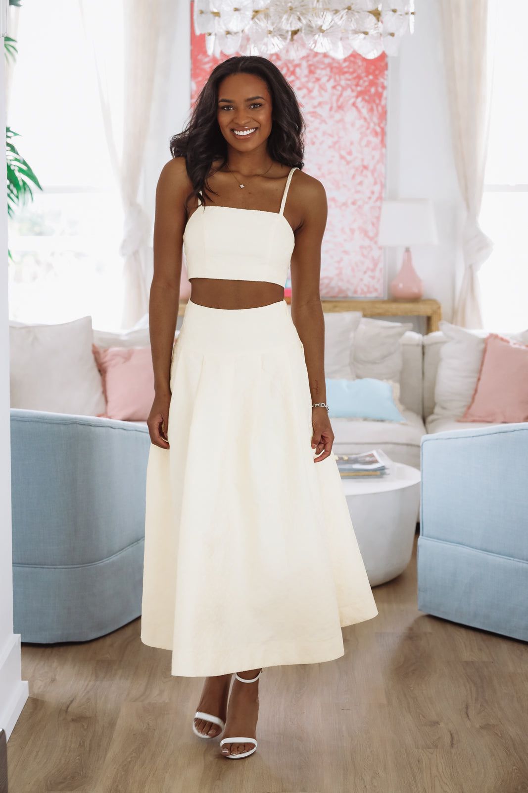 The Keeper Crop Top and Midi Skirt Set - Yellow-HAZEL & OLIVE MST8218-Small-