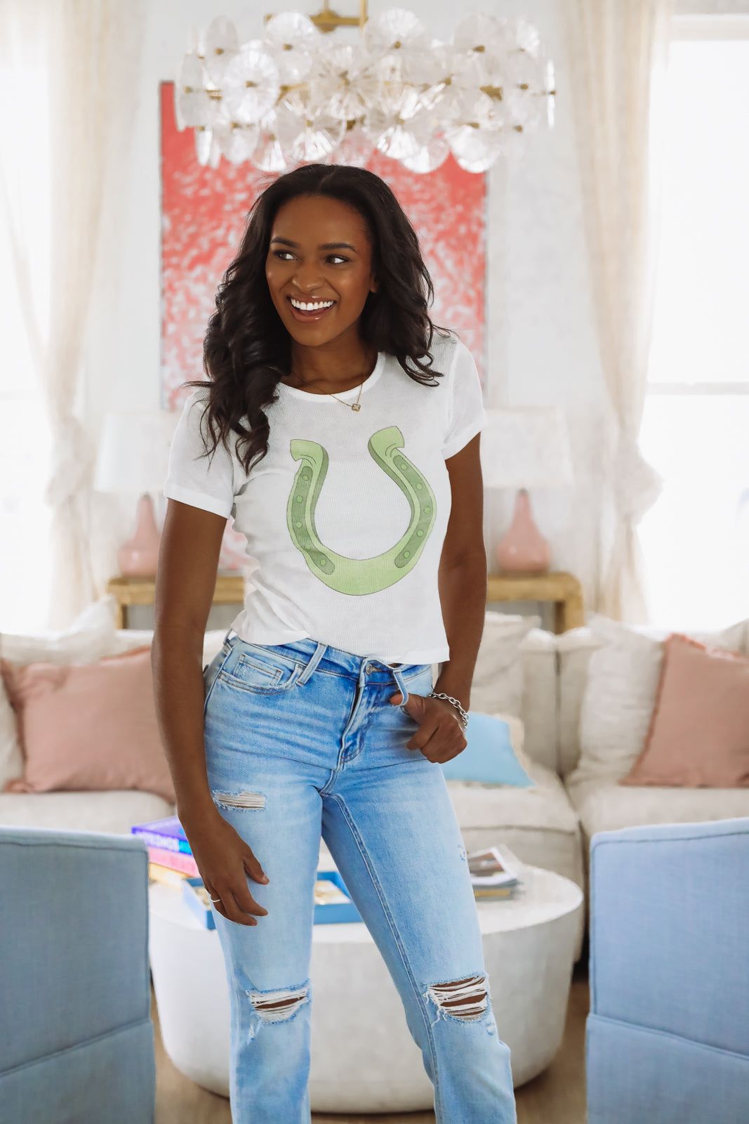 The Laundry Room Lucky Gal Crop Top - White-HAZEL & OLIVE-Small-